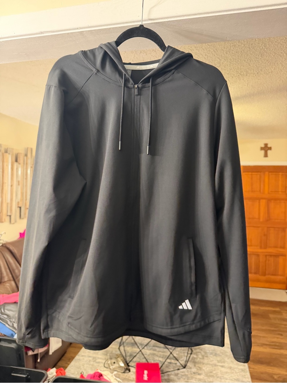 🖤 adidas Black Hooded Quarter-Zip Athletic Pullover – Women’s XL